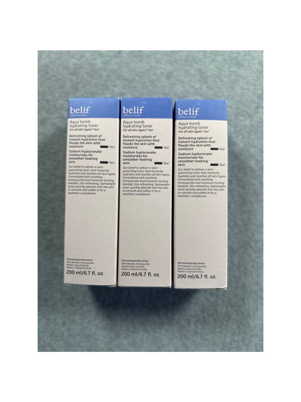 belif Aqua Bomb Hydrating Toner 200ml / 6.7 fl. oz. Lot of 3 Skin Care